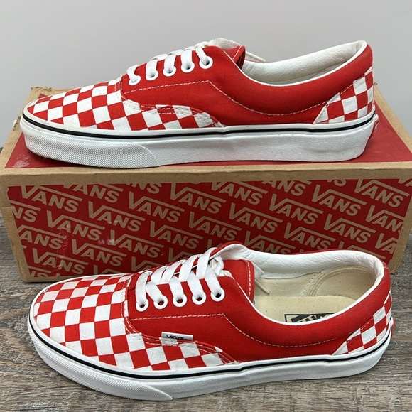 Vans Era (Checkerboard) Racing Red Sneakers – Size 8.5 Men / 10 Women – Box
